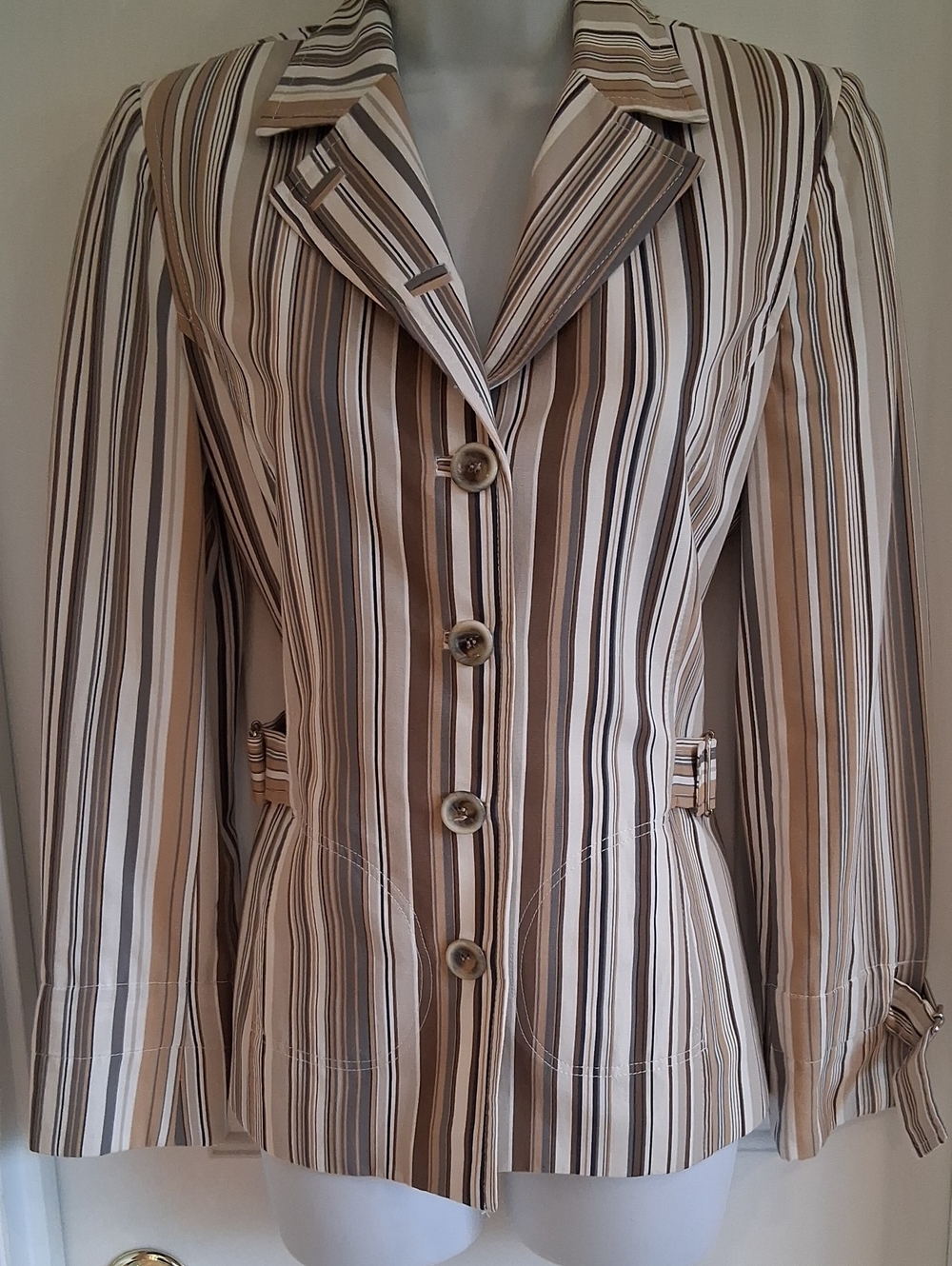 Simorra Barcel9na Twill Striped Jacket Size 6 U S A Like New